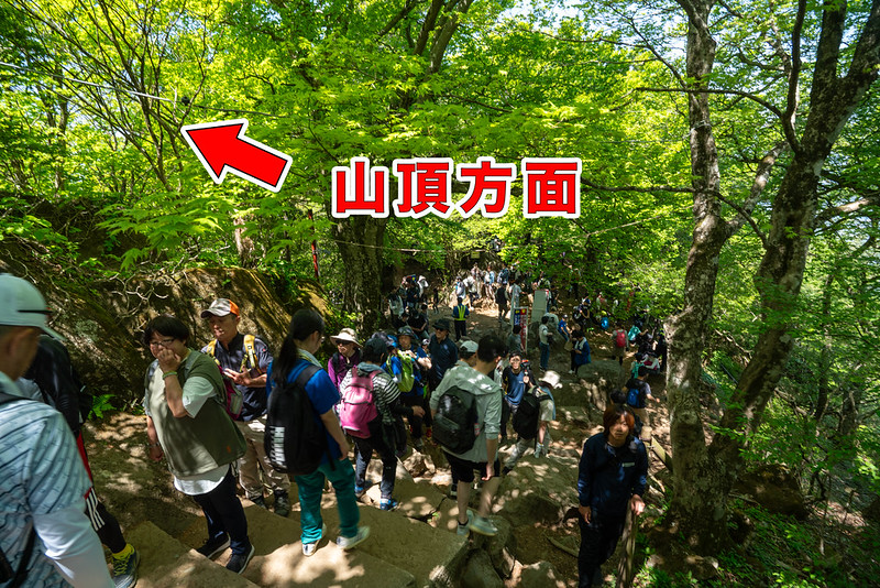 女体山山頂の渋滞列